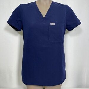 FIGS Technical Collection Catarina One Pocket Navy Blue Scrub Top Women's XS